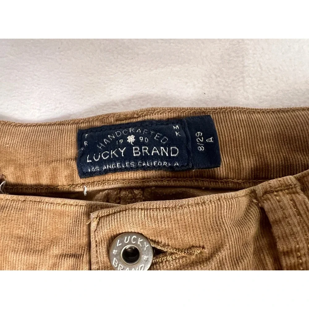 Lucky Brand Brooke Skinny Corduroy Pants Mens 8/29 Brown Tan Stretch Casual